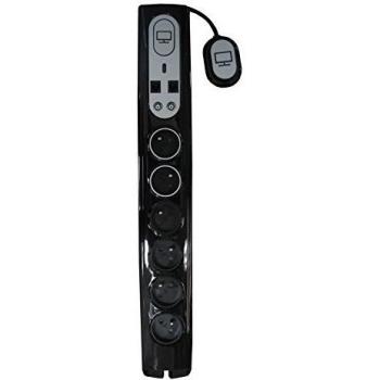 Otio 760040 - Bloque protector contra sobretensiones de 6 salidas 16a 2, que tomado continuamente tv interruptor deportado / sentó y rj11 negro