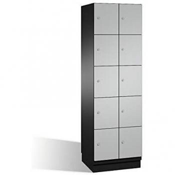 Armario de Compartimentos Bajo Llave Cambio C+P, 5 Puertas, Acero, Color Negro y Blanco, Dimensiones B 600 mm