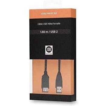 Cable USB 2.0 A a A macho / hembra 1,8 metros color negro
