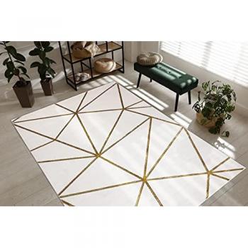 Alfombra Exclusiva Emerald 1013 Glamour Geométrica Elegante Crema/Oro 120x170 cm