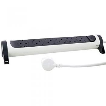 Regleta con interruptor Legrand 694539/ 6 Tomas de corriente/ Blanca y Gris Oscuro