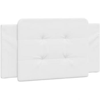 Cabecero de cama acolchado de 100 cm en cuero sintético blanco
