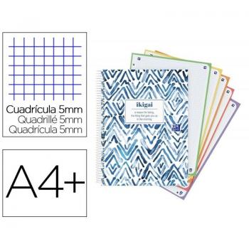 Cuaderno espiral Oxford Europeanbook 5 Japandi DIN A4+120 hojas cuadro 5 mm