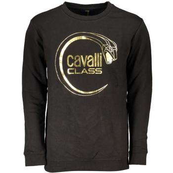 Cavalli Class Men's Piercing Snake Logo Black Cotton Sweatshirt - Size XL