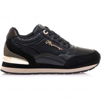 Mariamare - Zapatillas deportivas de mujer con piso en cuña, modelo 68421 negro, con cierre de cordones y tipo de puntera redonda