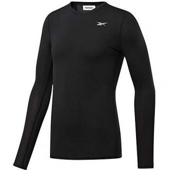 Reebok Wor Compr Lo Sleeve Solid Camisa De Manga Larga, Hombre, Negro, 2XL