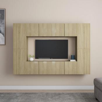 Juego de muebles para salón 8 piezas roble Sonoma Multilayer
