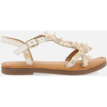 Sandalias blancas de piel con adornos de cuentas para niña y niño Tice