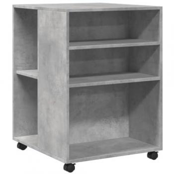 Mesa auxiliar con ruedas de madera ingeniería gris hormigón 55x60x78cm