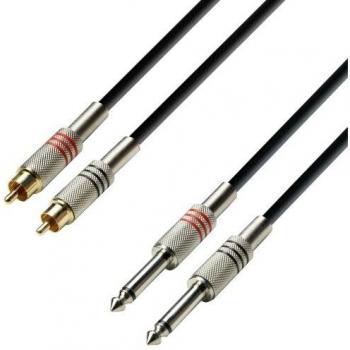 Cable RCA 2 Machos a 2 Jack 6,3 Mono 6m ADAM HALL CABLES 3 STAR TPC 0600