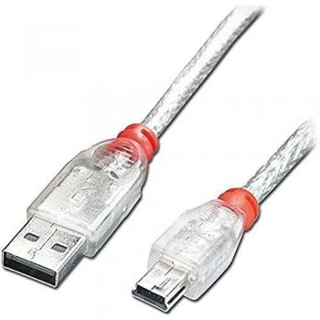 LINDY 41781 Type A to Mini-B Transparent USB 2.0 Cable, 0.5m