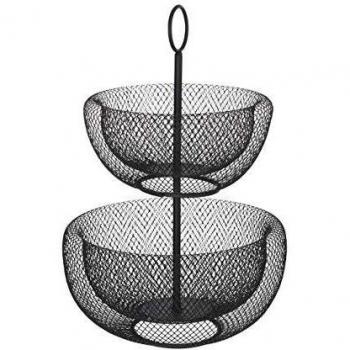 Cesta de frutas metálica negra de 2 niveles - 29 cm - 5five