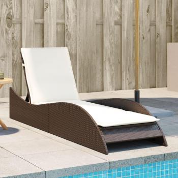 Tumbona con cojín ratán sintético 60x205x73 cm Negro, Marrón, Gris Sillas de Exterior Ideal para jardín, playa, piscina, terraza