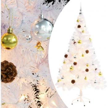 vidaXL Artificial Pre-lit Christmas Tree with Baubles White 150 cm