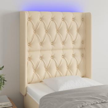 Cabecero LED de Tela Color Crema 83x16x128 cm
