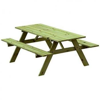 Gardiun Mesa Picnic de Madera Solid 28 mm con Banco 177x151x77 cm 8 Personas
