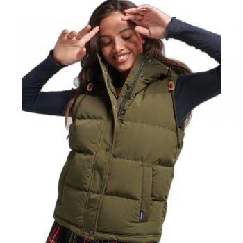 Superdry Women's Hooded Sleeveless Puffer Vest Everest Green