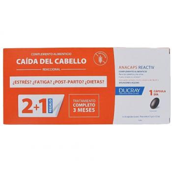 Ducray Anacaps Reactiv Suplemento para Cabello y Uñas, Tratamiento Anticaída, 90 Cápsulas (Pack de 3 x 30 Cápsulas)