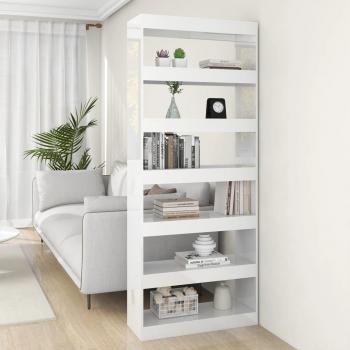 Estantería divisor de madera de ingeniería 80x30x198 cm en colores Blanco, Negro y Roble Sonoma - Mueble de Almacenaje para Oficina, Estudio, Sala de Estar y Dormitorio