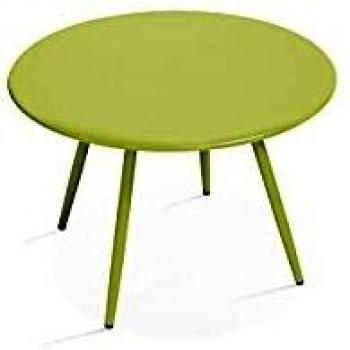 Mesa de jardín redonda de metal verde 50 cm - Oviala