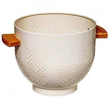 Colador Metálico Moderno 22cm Blanco con Acabado en Madera