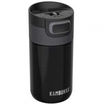 Kambukka Etna Pitch Black 300ml Insulated Travel Mug - Leak-Proof Stainless Steel Thermos for Hot and Cold Drinks