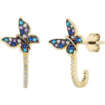 Pendientes aros Volare de Plata de Ley 925 con baño de oro amarillo 18k