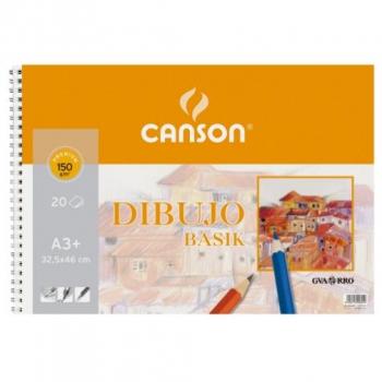 Bloc de Dibujo Canson Basik A3+ (32.5 x 46 cm) 20 Hojas 150 g/m² Microperforado Espiral