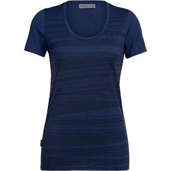 Icebreaker Tech Lite Scoop 1000 Lines SS Top - Camiseta de Manga Corta para Mujer, Color Azul Estate, tamaño Extra-Small