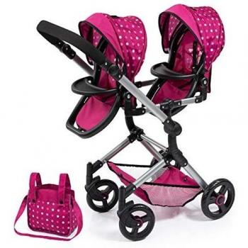 Bayer Design Twin Neo Doll Stroller with Fairy, Adjustable Height, Foldable, Includes Diaper Bag