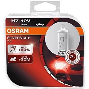 OSRAM SILVERSTAR 2.0 H7 Lámpara halógena de faros 64210SV2-HCB +60% más luz en Duo