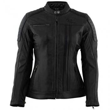 Chaqueta de Moto Rusty Stitches Alice Negro para mujer, cuero, talla 46