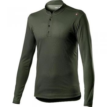Camiseta Técnica Castelli Tech Henley Manga Larga Verde Camuflaje Oscuro - L