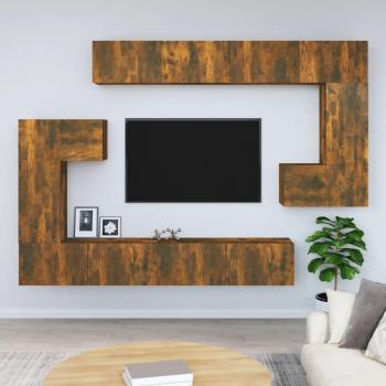vidaXL Mueble de pared para TV madera contrachapada roble ahumado 100 x 30 x 30 cm, Mueble de salón, Mueble TV, Mesa de TV