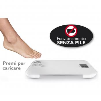 Báscula Personal Electrónica Inteligente Sin Baterías 180Kg Cuadrada Blanca