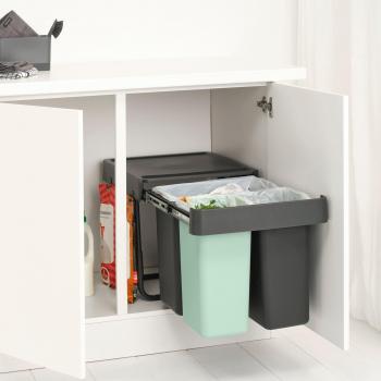 Brabantia Sort & Go 3 Sections Bin 10L & 20L Jade Green