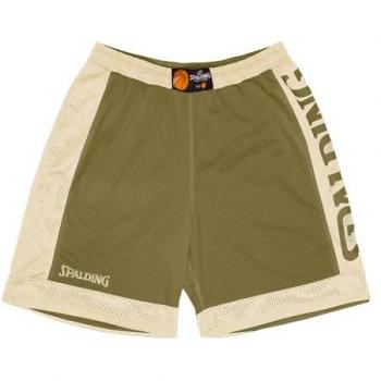 Pantalones Cortos Reversibles Unisex Spalding para Baloncesto en Caqui y Gris Plateado