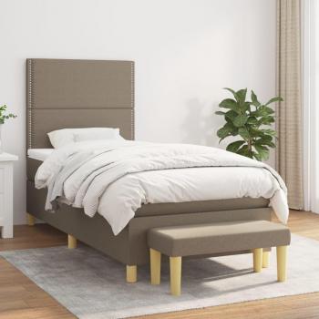 Cama box spring Tortor 90x190 cm con colchón en tela gris taupe