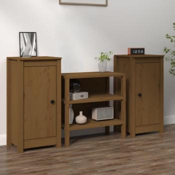 Armario 2 piezas de madera maciza de pino marrón miel (39x35x80 cm)