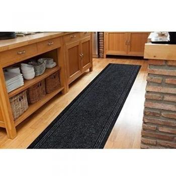 The Rug House Tapete Alfombrilla Concorde Resistente Gris Oscuro Negro Antideslizante 66cm Ancho - Cualquier Largo