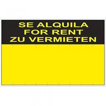 RD51406 - Cartel Se Alquila For Rent Zu Vermieten PVC Glasspack 0,4 mm 45x70 cm con CTE, RIPCI Nueva Legislación