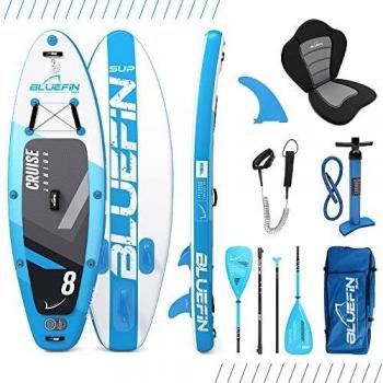 Paquete de Sup Bluefin Cruise | Tabla de Paddle Surf Hinchable | Remo de Fibra de Vidrio | Kit de Conversión a Kayak | Accesorios Completos | 5 Años de Garantía | Varias Medidas: 10’8, 12’, 15’