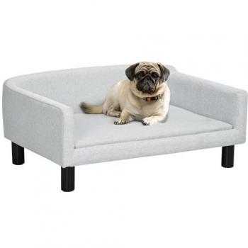 Sofá para Perros Medianos PawHut, Cama Elevada con Patas de Madera, Capacidad de Carga 20 kg, Dimensiones 82x54x36 cm, Color Gris