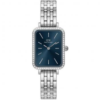 Reloj de mujer Daniel Wellington DW00100670 de acero inoxidable con diseño minimalista, esfera blanca, correa de piel negra y resistencia al agua hasta 30 metros
