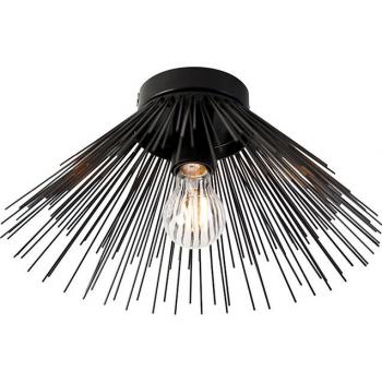 Lámpara de techo Art Deco negra moderna Broom, acero, compatible con LED, máx. 1 x 40W