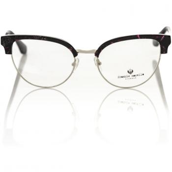 Frankie Morello Burgundy Metallic Fibre Clubmaster Glasses, unisex, Black, Size: ONE SIZE