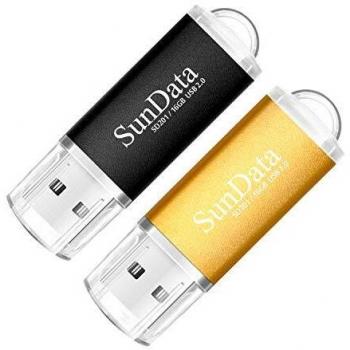 SunData Memorias USB 2 Piezas 16GB PenDrives 16GB Unidad Flash USB2.0 Pen Drive con Luz LED