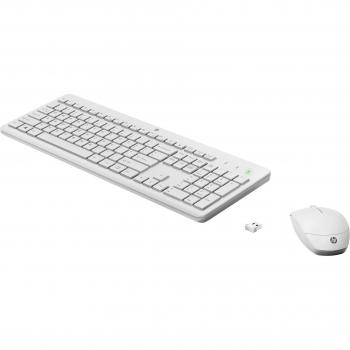 Teclado y ratón inalámbricos HP 230 USB, color blanco, 1600 DPI, 3 botones, uso ambidiestro