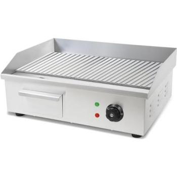 Plancha Profesional Vertes 3000W Acero Inoxidable Superficie Grill Ranurada 55x35cm Termostato Temperatura 50-300°C