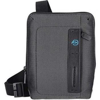 Piquadro P16 Grey Polyester Shoulder Bag for Men - 17 cm Size